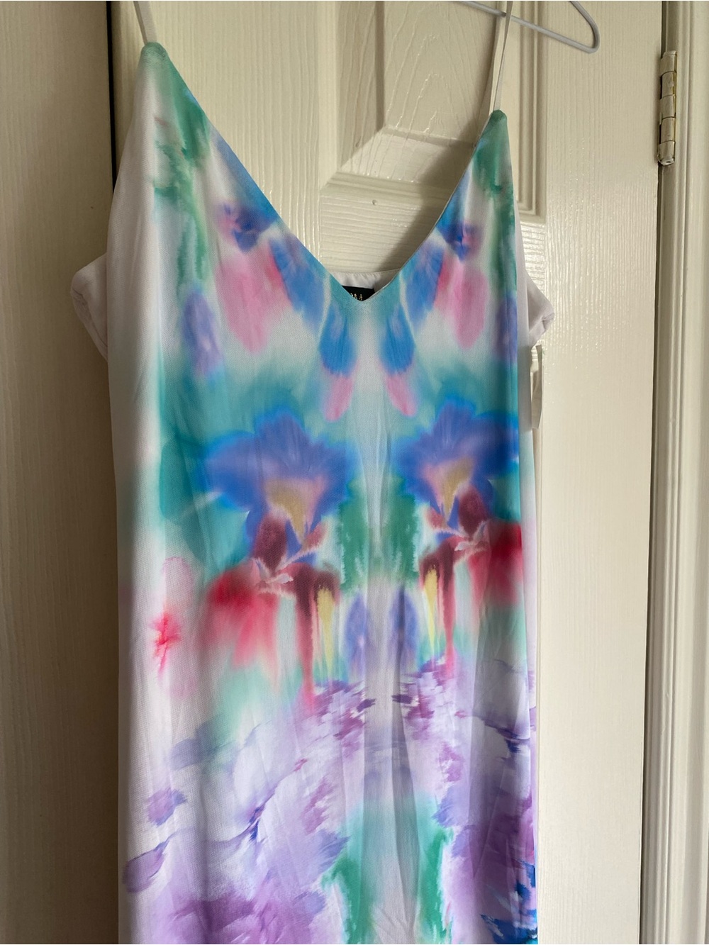 New AFRM Pastel Watercolor Maxi Dress - White with Blue, Pink, Green large - Picture 2 of 7